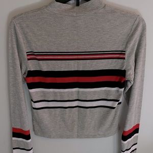 Long Sleeved Striped Crop-top